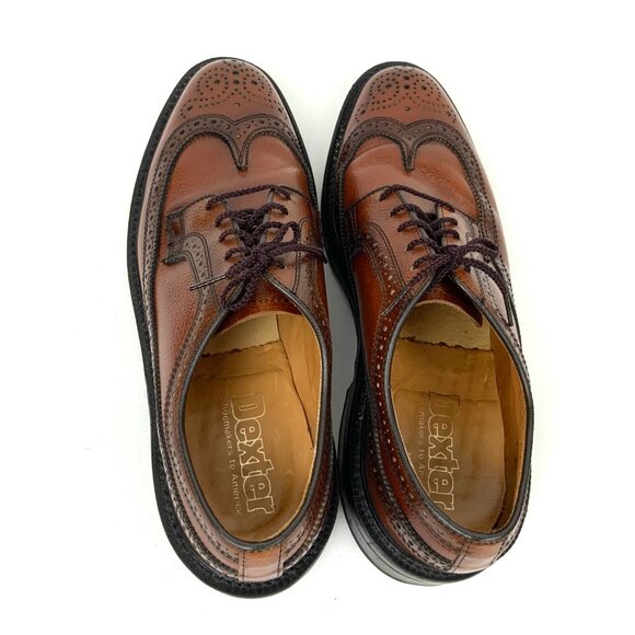 Dexter Brown Pebbled Leather Longwing Wingtip Brogues Oxford Shoes Size 9C - Picture 7 of 16